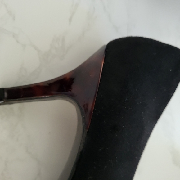 Stewart Weitzman Sz 8.5 women's black suede tortoiseshell heels (vintage) - Picture 5 of 6